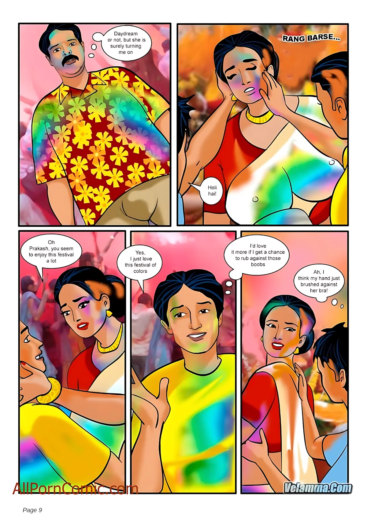 Velamma All Episodes Comics - 8 . Velamma - Episode 8 - The Festival Of Colors And - Page 9